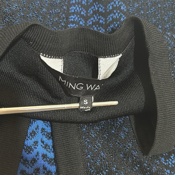 MIN WANG  WOMENS HEAVYWEIGHT CARDIGAN BLACK BLUE LONG SLEEVE SIZE SMALL - Picture 13 of 15